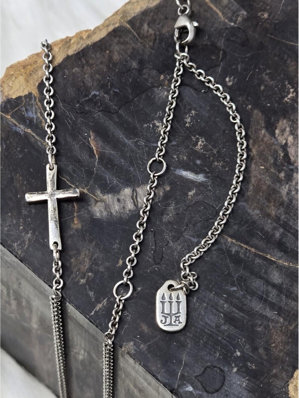 James Avery 925 Silver Adjustable Horizon Cross Necklace 23"